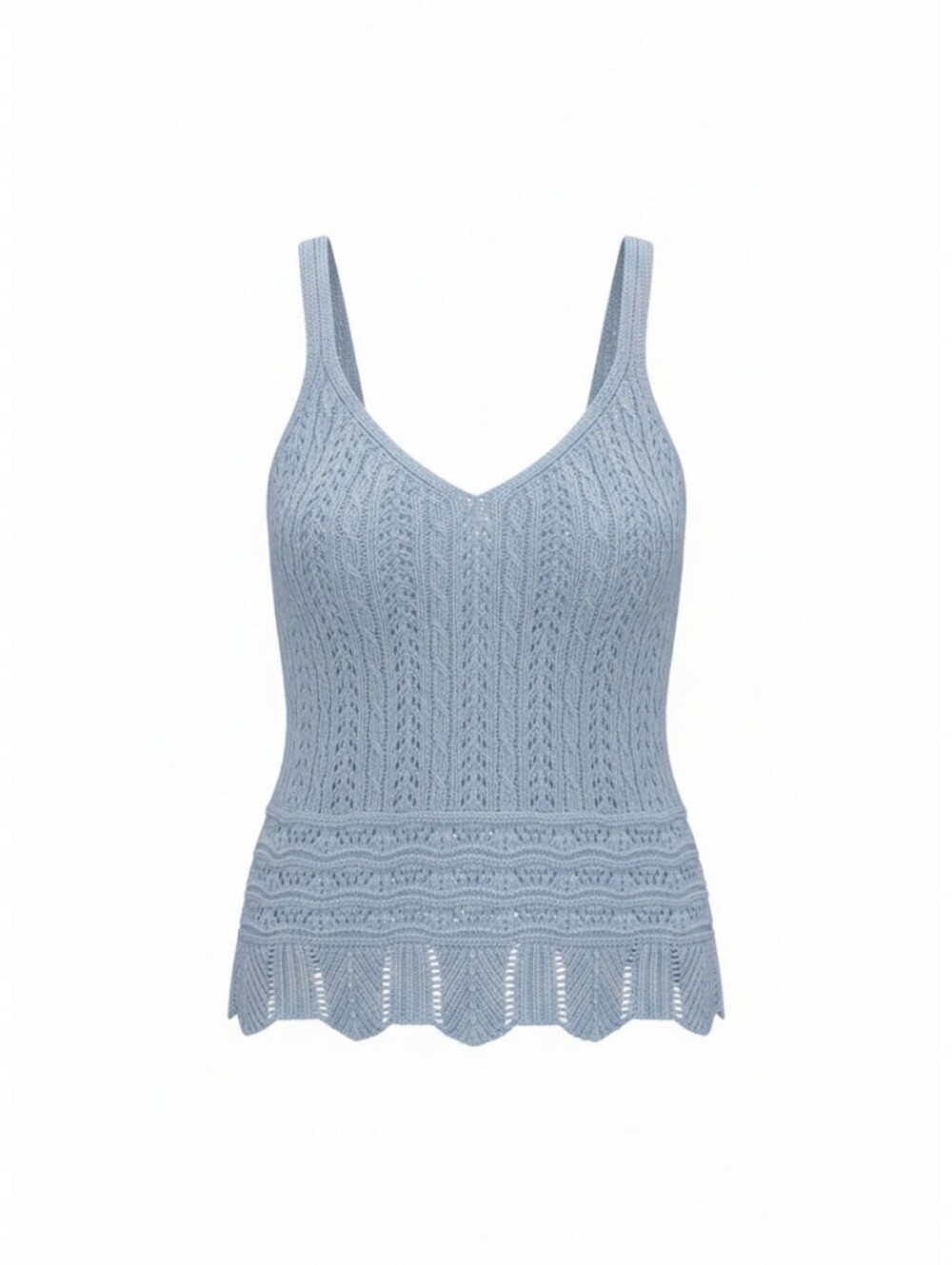 Altar'd State Blue Pointelle Knit Peplum Sweater Tank Size Large